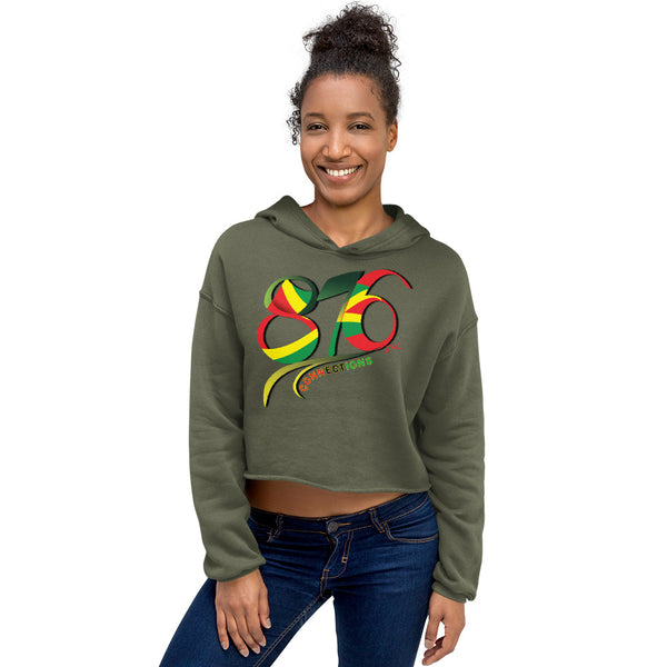876Connections Crop Hoodie (Red, Green & Gold) 🇯🇲